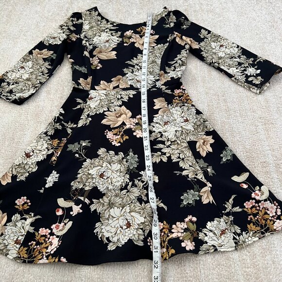 3 for $6 ASOS Stradivarius Black Floral Boho Summer Cocktail Mini Dress S - Picture 5 of 9
